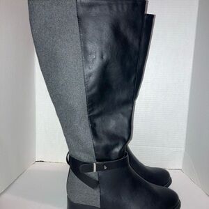Torrid Black And Gray Felt With Silver Accents Knee High Boots Size 8W NWT/NWOB